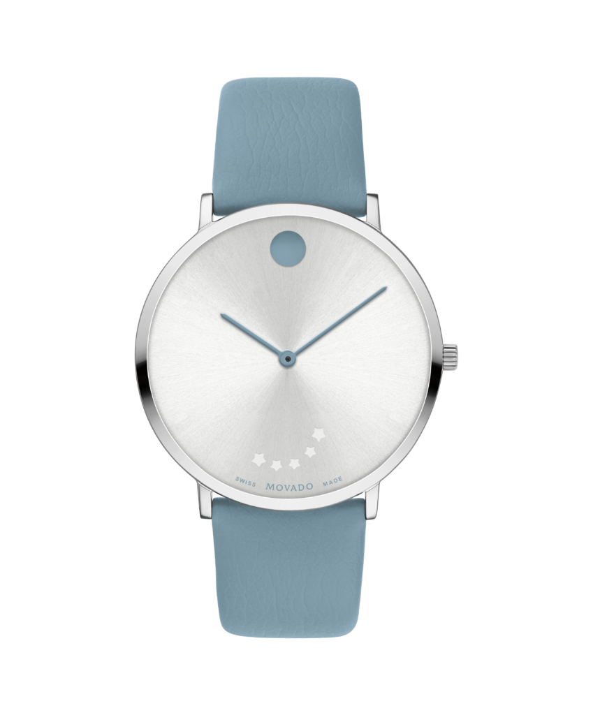 ALEXI X MOVADO BLUE AND YELLOW MUSEUM WITH FLAT DOT STAINLESS STEEL SWISS Alexi X Movado Blue Museum With Flat Dot Stainless Steel  main image 3