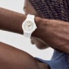 Movado SE White Ceramic and Yellow Gold PVD Bracelet- 0607740 wrist