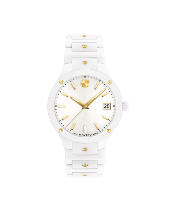 Movado SE White Ceramic and Yellow Gold PVD Bracelet- 0607740