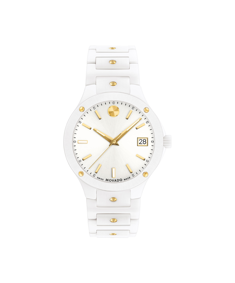 Movado SE White Ceramic and Yellow Gold PVD Bracelet- 0607740