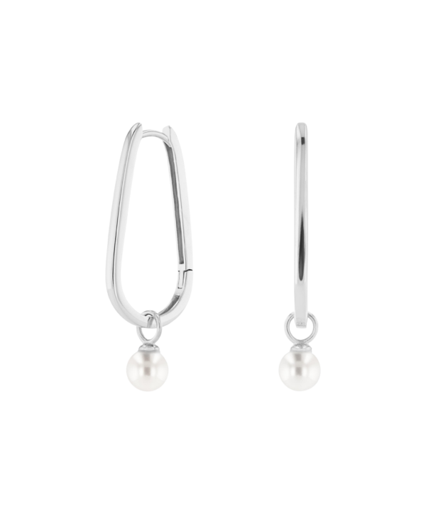 Movado Sterling Silver Pearl Teardrop Hoop Earring - 1840133 2