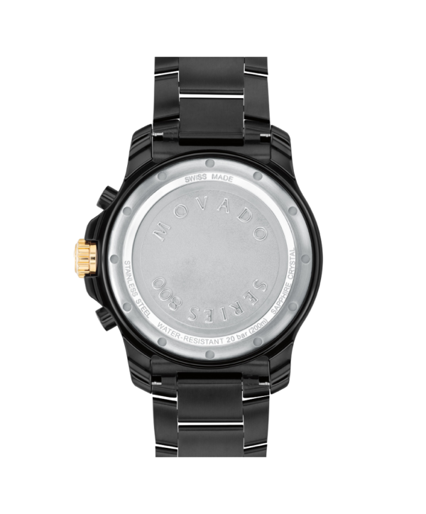 Movado Series 800 In Deep Black And Gleaming Golden Watch - 2600180 Back