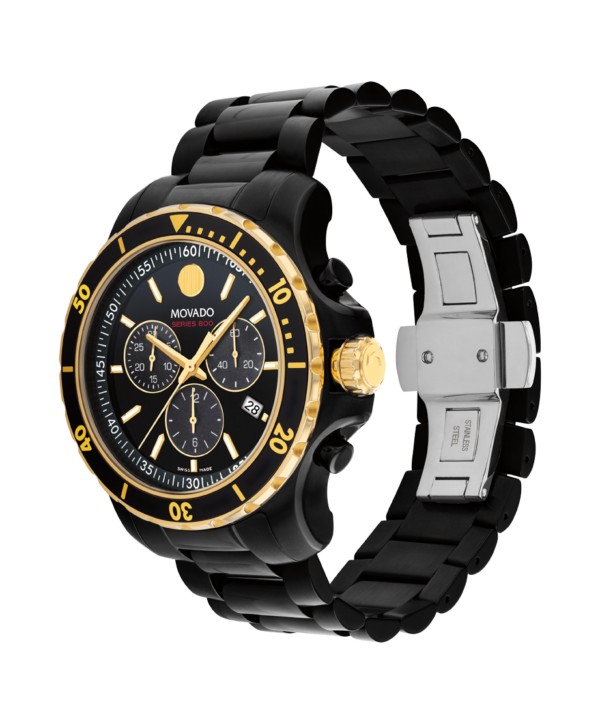 Movado Series 800 In Deep Black And Gleaming Golden Watch - 2600180 Sides