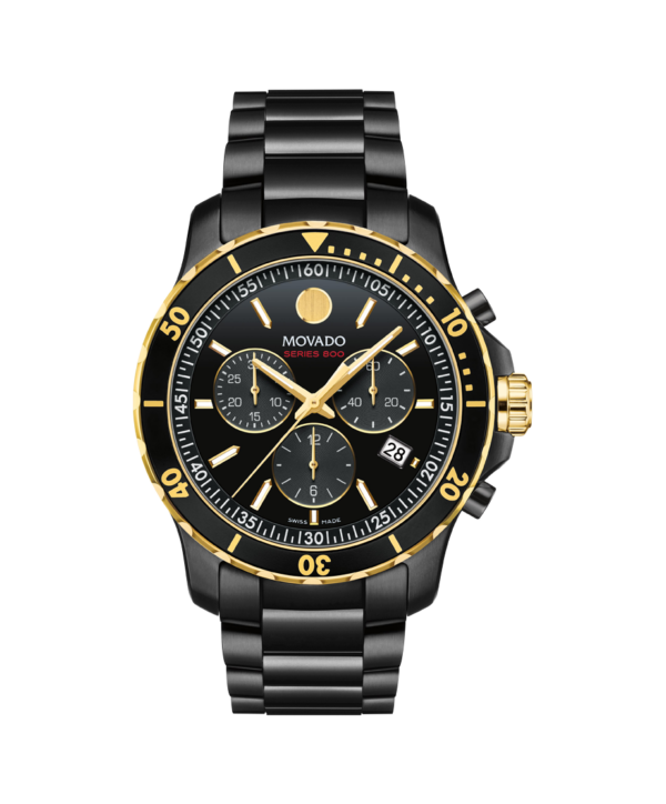 Movado Series 800 In Deep Black And Gleaming Golden Watch - 2600180