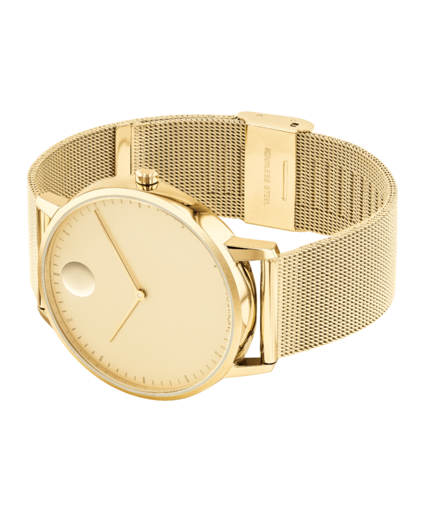 Movado Face Yellow Gold Ion-Plated Watch - 3640007 Rolled View