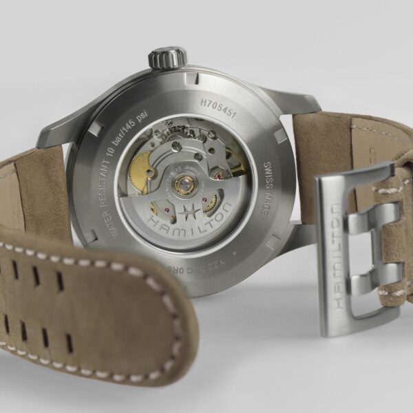 Hamilton Khaki Field Titanium Automatic Watch Rolled back view