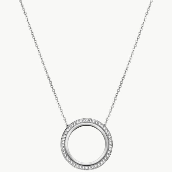 Bulova circle pendant necklace illuminated by 132 Swarovski Crystals - 98X121