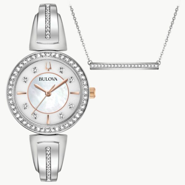 Bulova Crystal Quartz Ladies Watch and Necklace - 98X126