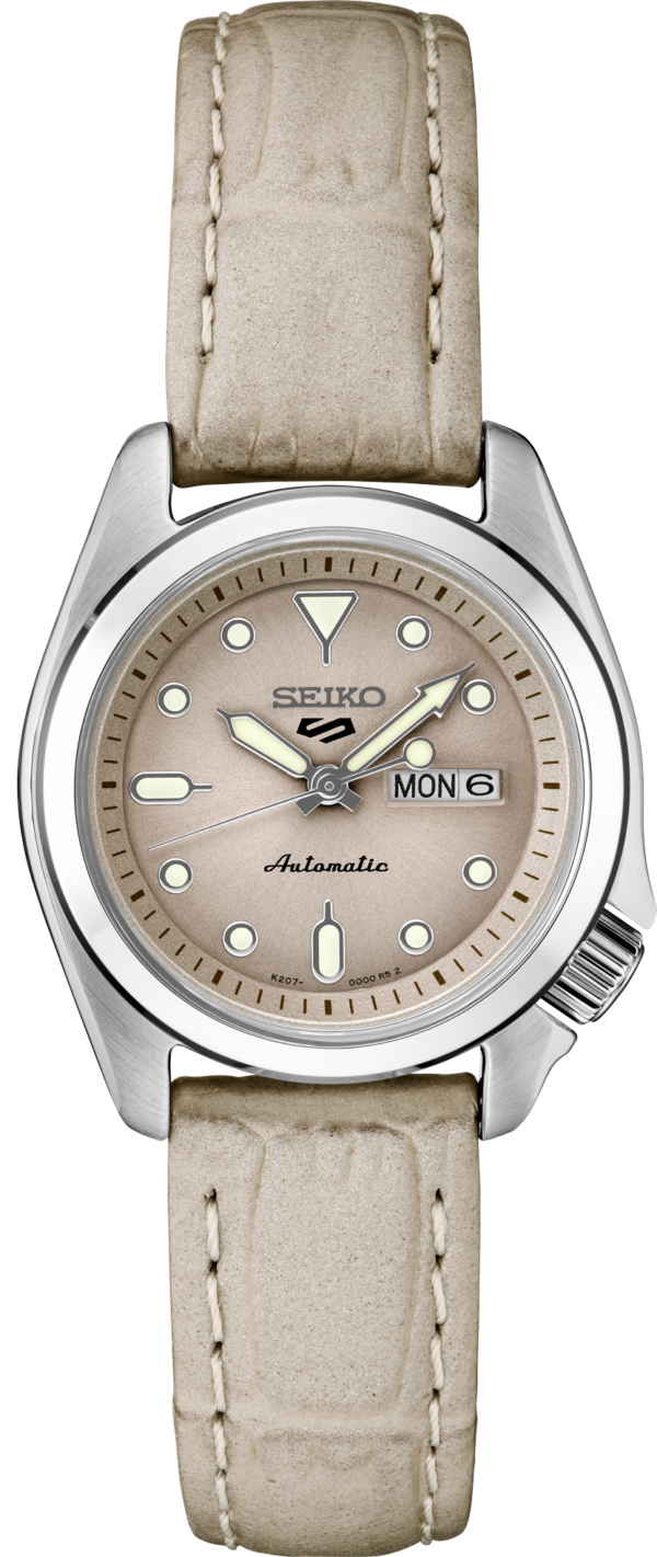 Seiko 5 Sports Compact Leather Beige Dial Watch