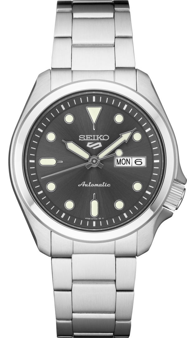 Seiko 5 Sports Gray Sunray Dial Stainless Steel Case And Bracelet Watch