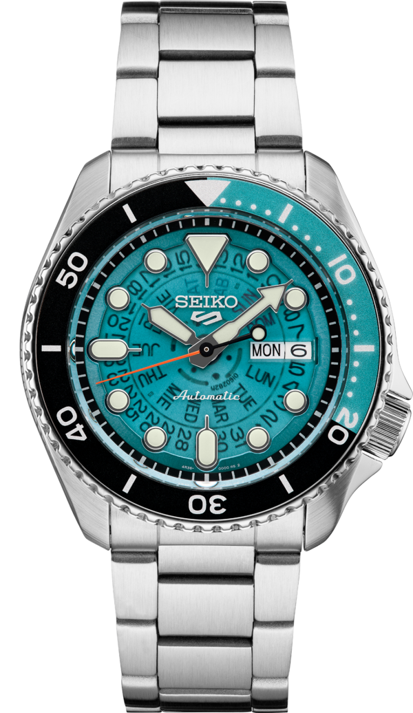Seiko 5 Sports Collection Time Sonar Translucent Turquois Dial Watch