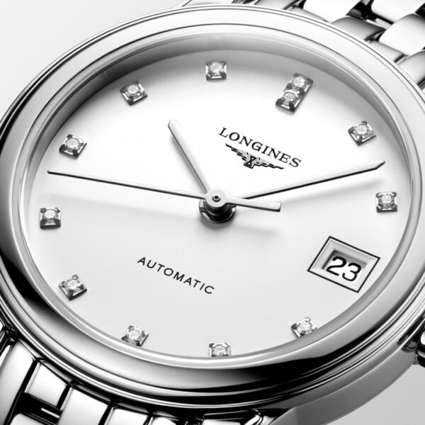 Longines White Automatic Flagship Watch - L4.274.4.27.6 Dial Detail