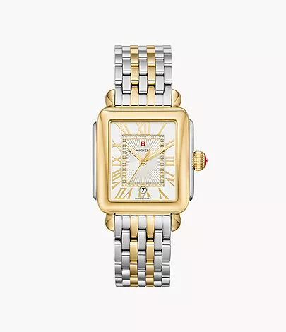 Michele Deco Madison Two-Tone 18K Gold Diamond Dial Watch MWW06T000147