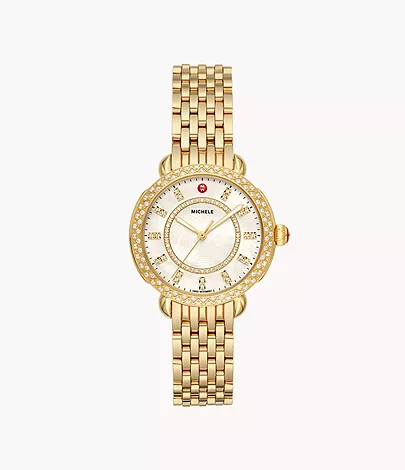 Michele Sidney Classic 18K Gold Diamond Watch MWW30B000004