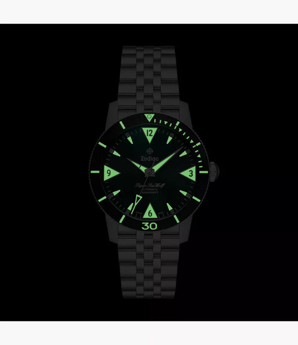 Zodiac Super Sea Wolf Skin Diver Automatic Stainless Steel Watch ZO9218 - Dark Glow