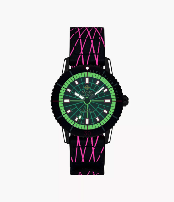 Zodiac Super Sea Wolf Laser Tag Edition Compression Diver Automatic Watch ZO9306 - Pink Strap