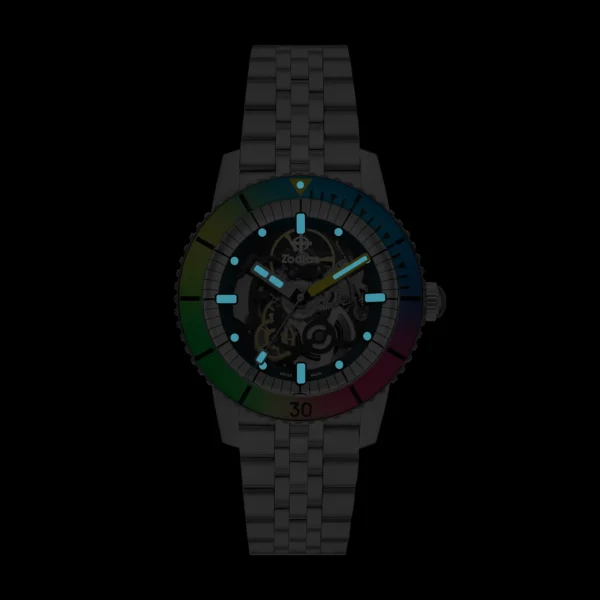 Zodiac Super Sea Wolf Skeleton Automatic Rainbow Watch ZO9298 - 4