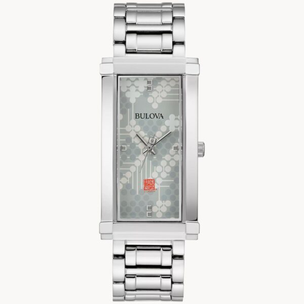 Bulova Frank Lloyd Wright Pattern #106 Stainless Steel Watch - 96L286