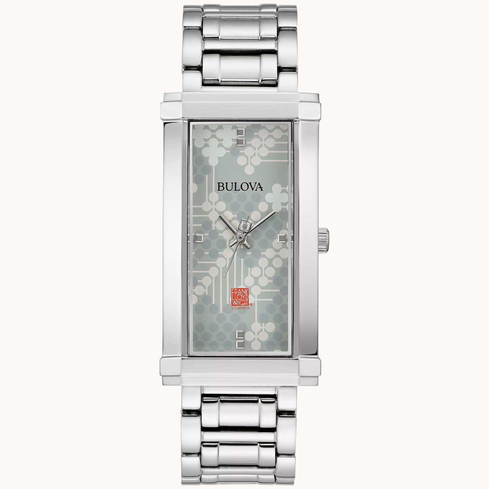 Bulova Frank Lloyd Wright Pattern #106 Stainless Steel Watch - 96L286