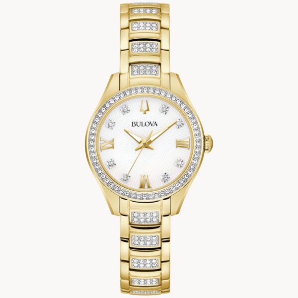 Bulova Crystal Stainless Steel Quartz Womens Watch - 98L306