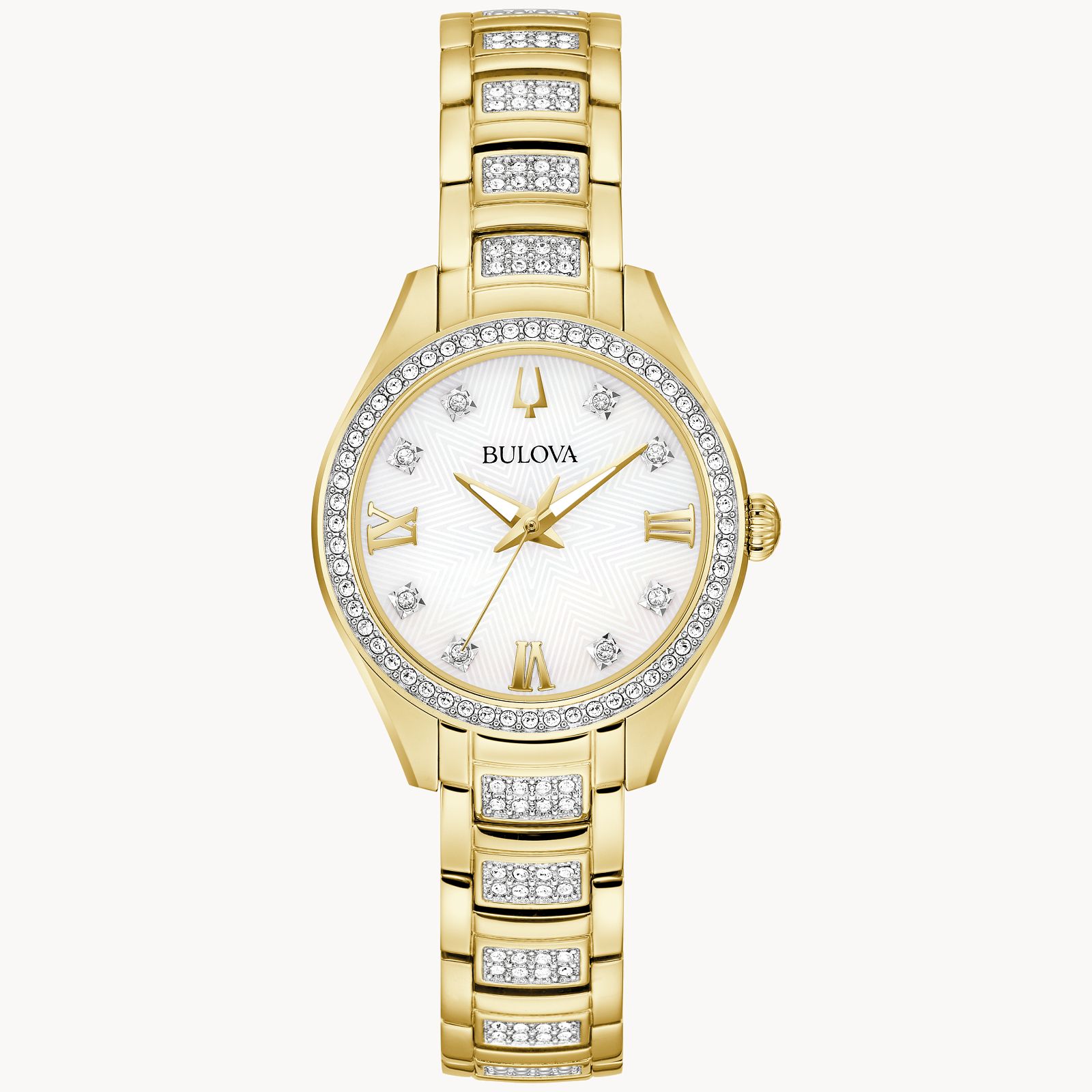 Bulova Crystal Stainless Steel Quartz Womens Watch - 98L306