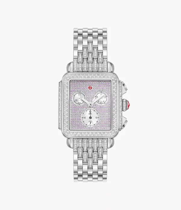 Limited Edition Deco Diamond Pink Sapphire Stainless Steel Watch - MWW06A000803