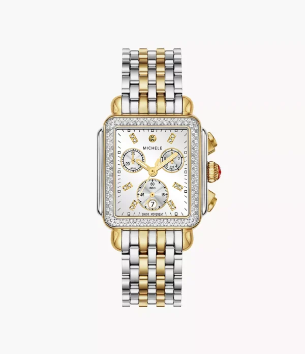 Deco Diamond High Shine Two-Tone 18K Gold-Plated Watch - MWW06A000805