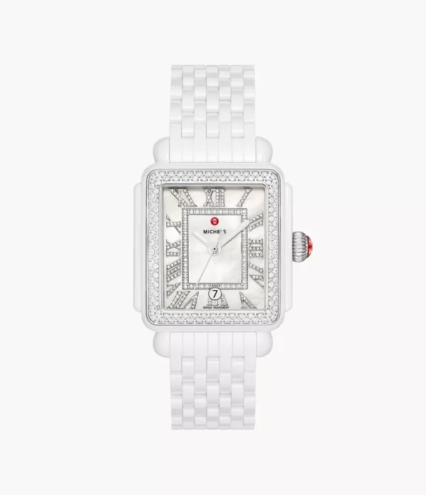 Deco Madison White Ceramic Diamond Watch - MWW06T000250