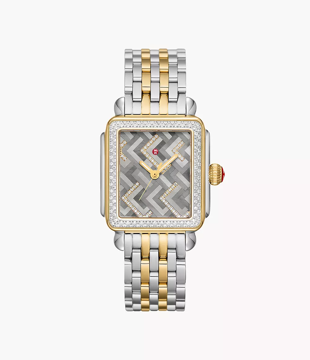 Limited Edition Deco Two-Tone 18K Gold-Plated Mosaic Diamond Watch - MWW06T000272