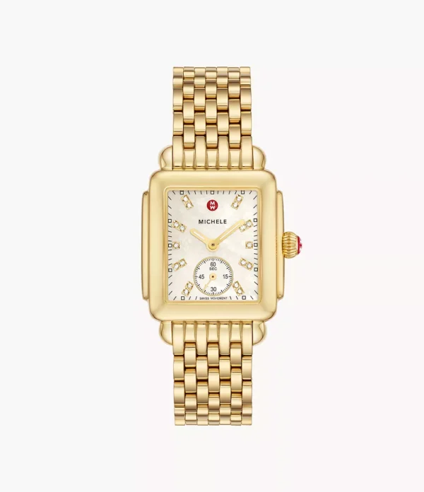 Deco Mid 18K Gold-Plated Diamond Dial Watch - MWW06V000004