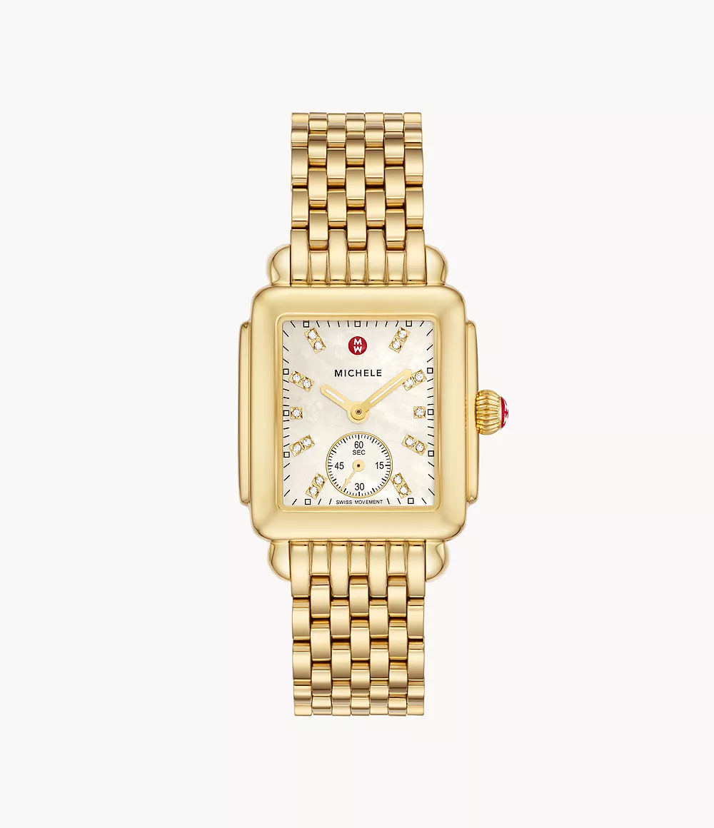 Deco Mid 18K Gold-Plated Diamond Dial Watch - MWW06V000004