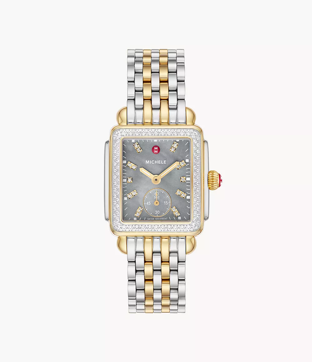 Deco Mid Two-Tone 18K Gold-Plated Diamond Watch