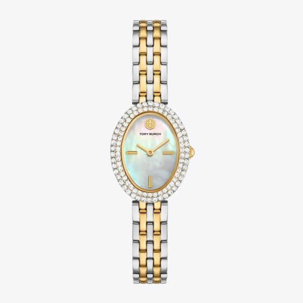 Tory Burch Oval Watch Gold & Silver-Tone Stainless Steel - TBW6037