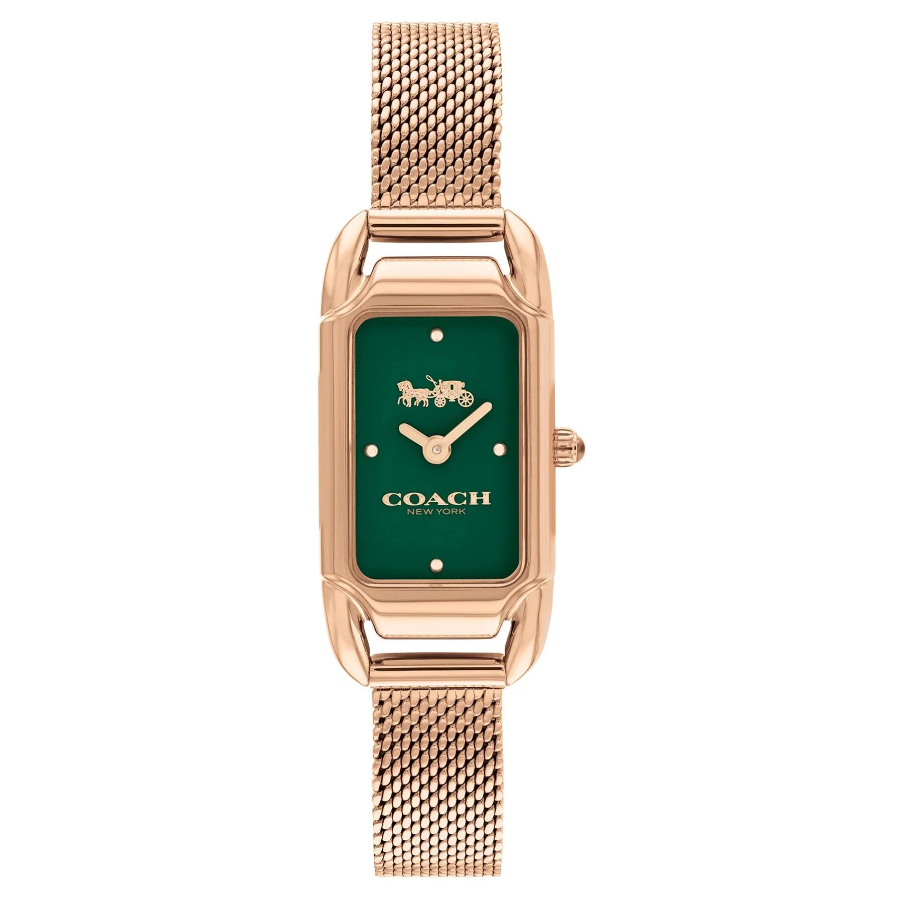 Coach Cadie Rose Golden Mesh Green Dial 17.5mm X 28.5mm Watch - 14504034