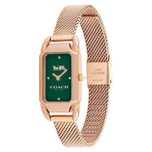 Coach Cadie Rose Golden Mesh Green Dial 17.5mm X 28.5mm Watch - 14504034 - Image 2
