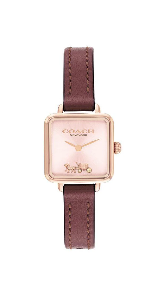 Coach Cass Rose Gold-Tone Case, Wine Leather Strap 22mm Watch - 14504229
