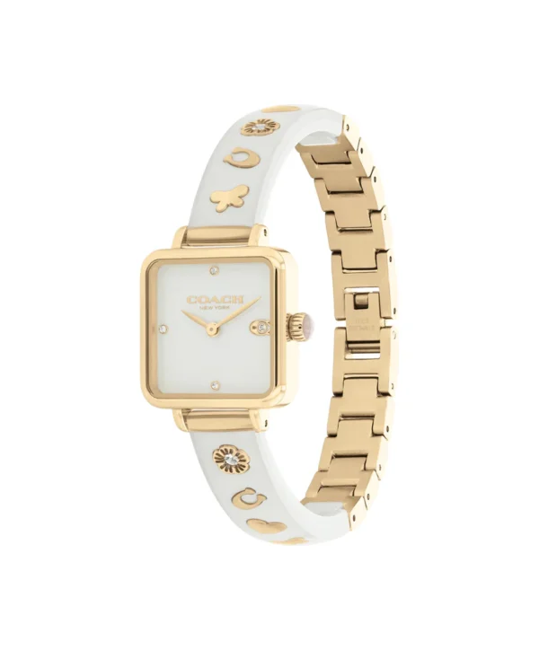 Coach Cass Gold Tone Case, Chalk Resin Bangle 22mm Watch - 14504308 - Image 2