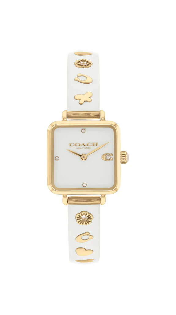 Coach Cass Gold Tone Case, Chalk Resin Bangle 22mm Watch - 14504308