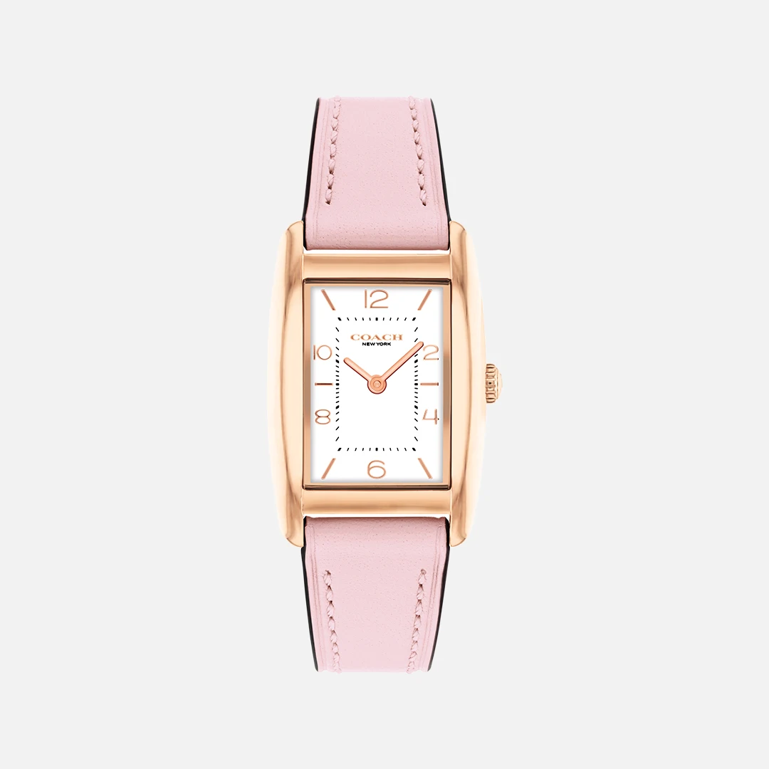 Coach Reese Carnation Gold Tone Case, Blush Leather Strap 24mm x 35mm Watch - 14504313