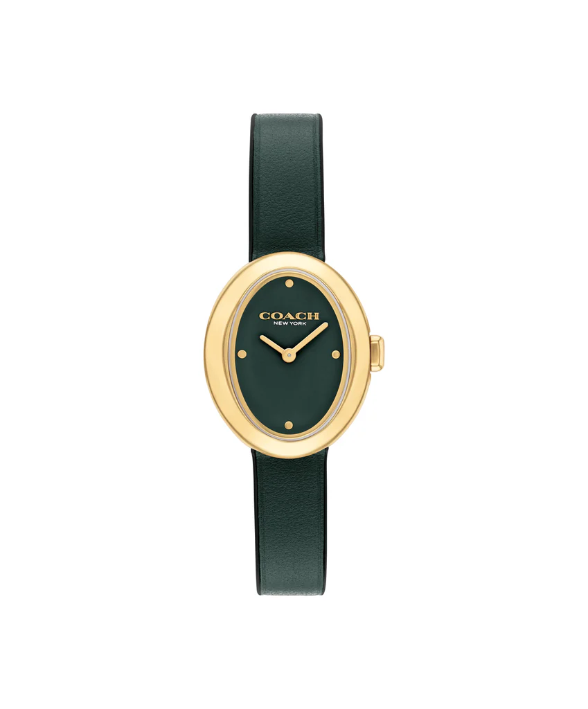 Coach Sammy Gold Tone, Green Leather Strap 22mm Watch - 14504425