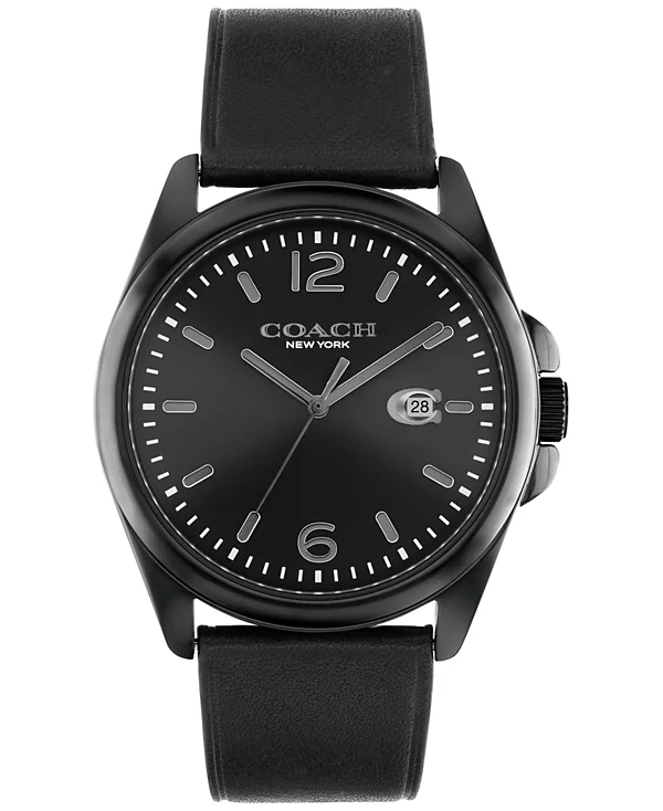 Coach Greyson Black Case and Black Leather Strap, 41mm Watch - 14602588