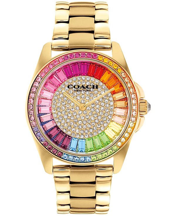 Coach Greyson Rainbow Crystal Accents Gold Tone, 36mm Watch - 14504274