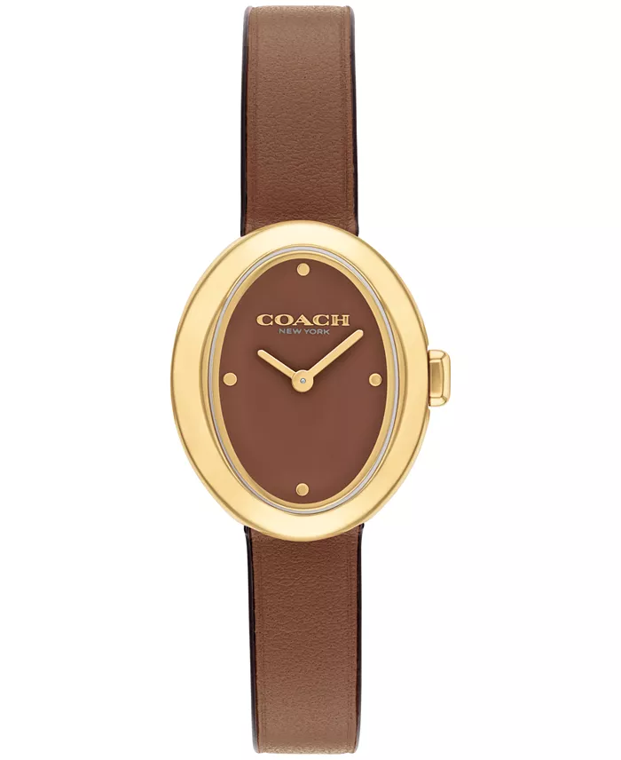 Coach Sammy Gold Tone, Brown Leather Strap 22.5mm Watch - 14504426