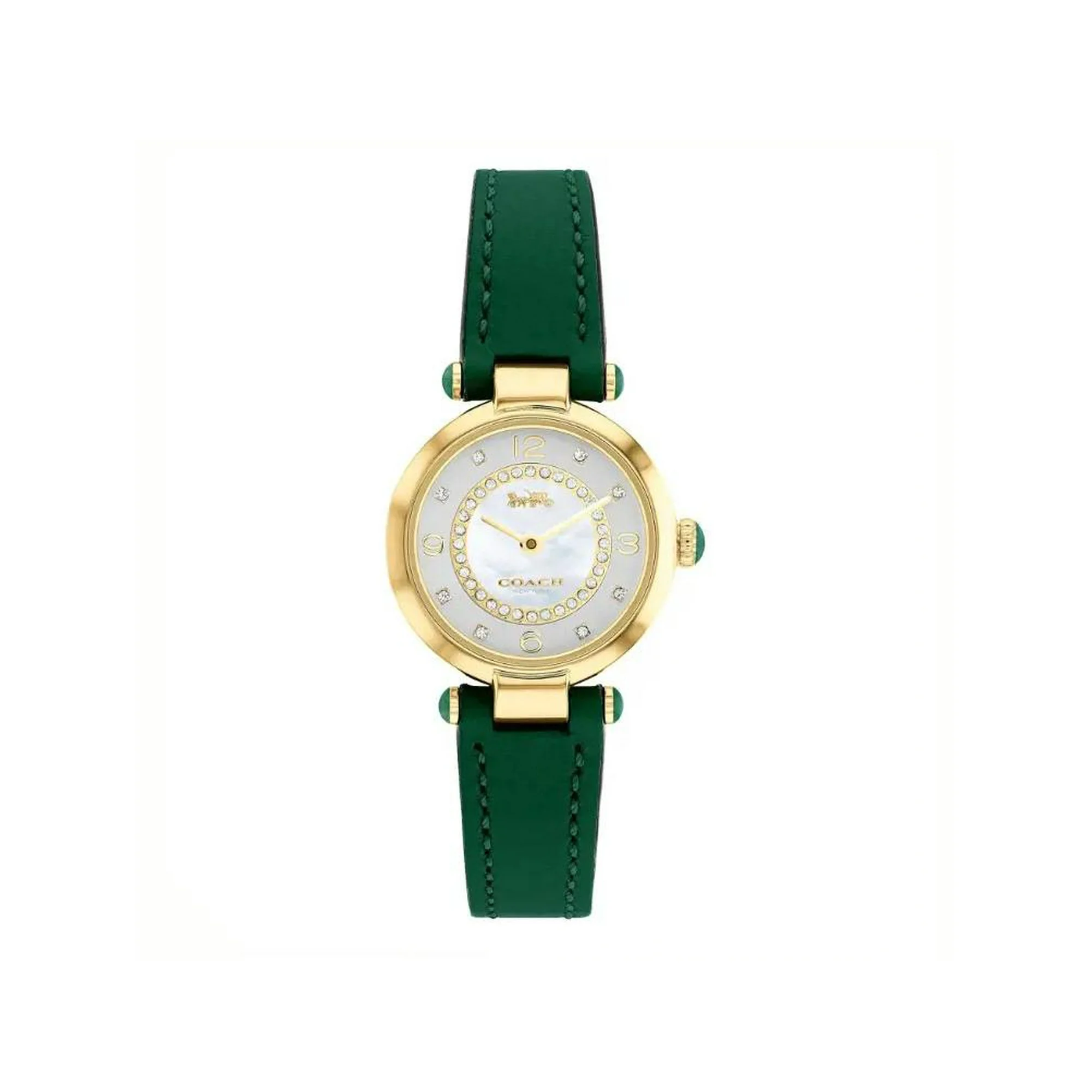 Coach Cary Gold Tone Green Leather Strap 26mm Watch - 14503951