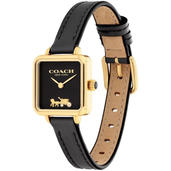 Coach Cass Gold-Tone Case, Black Leather Strap 22mm Watch - 14504225 - Image 3