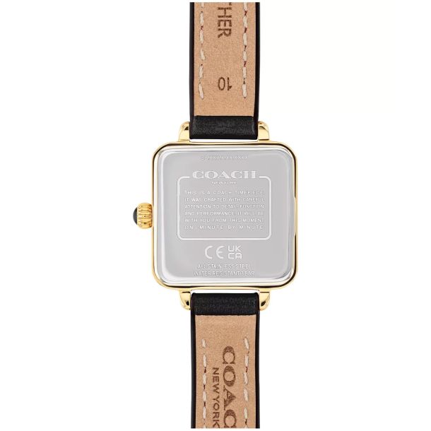 Coach Cass Gold-Tone Case, Black Leather Strap 22mm Watch - 14504225 - Image 2