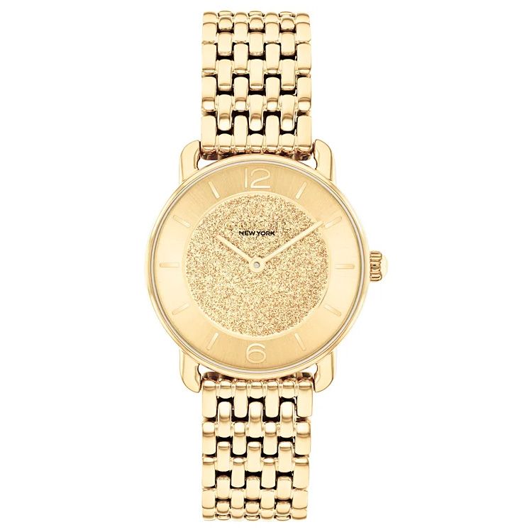 Coach Elliot Gold Tone, Glitter Dial Stainless Steel Bracelet 28mm Watch - 14504370