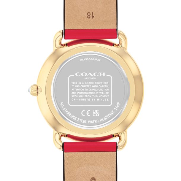 Coach Elliot Gold Tone, Red Leather Strap 28mm Watch - 14504386 - Image 3