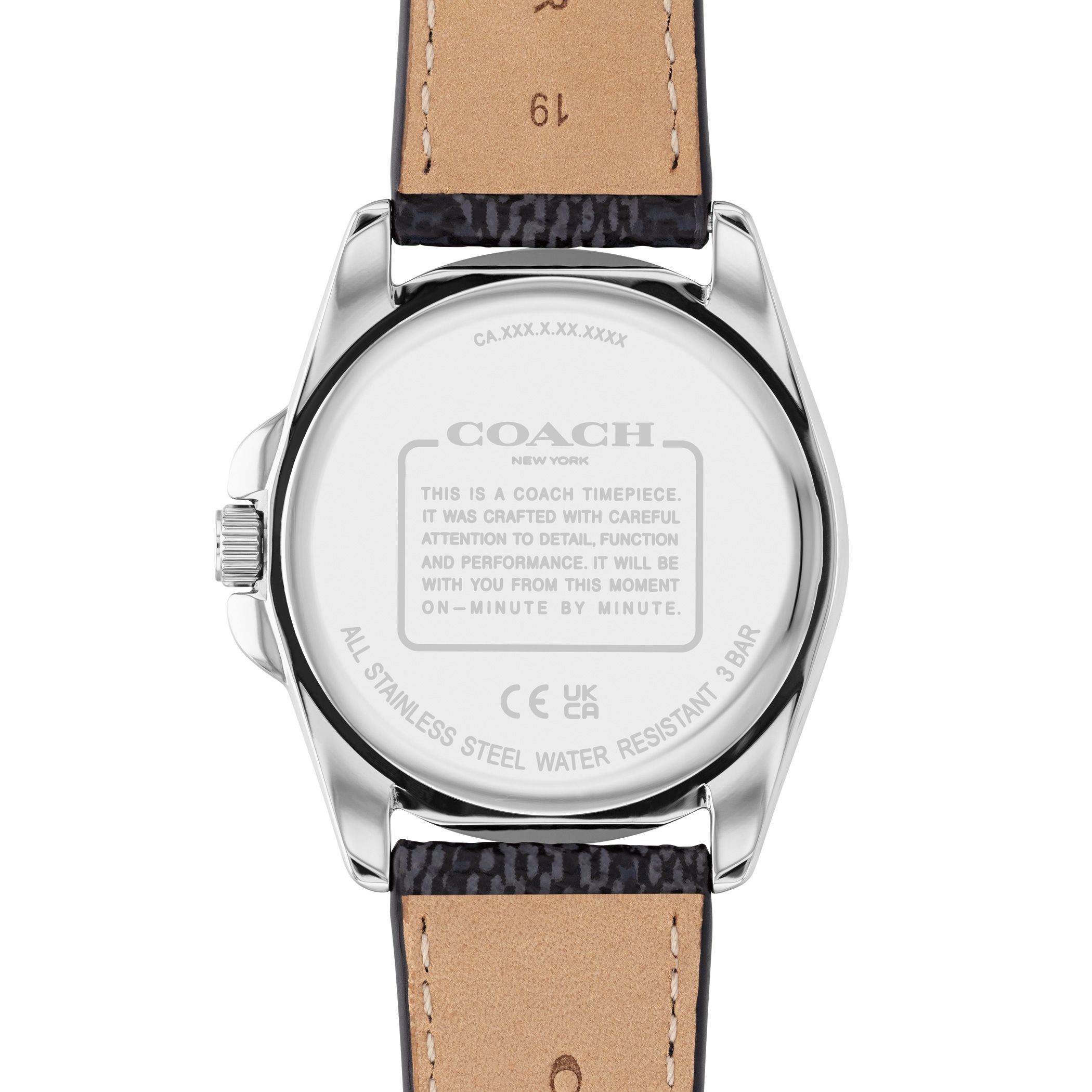 Coach Greyson Silver Tone Case and Black Coach Signature Canvas Strap, 36mm Watch - 14504112 - Image 3