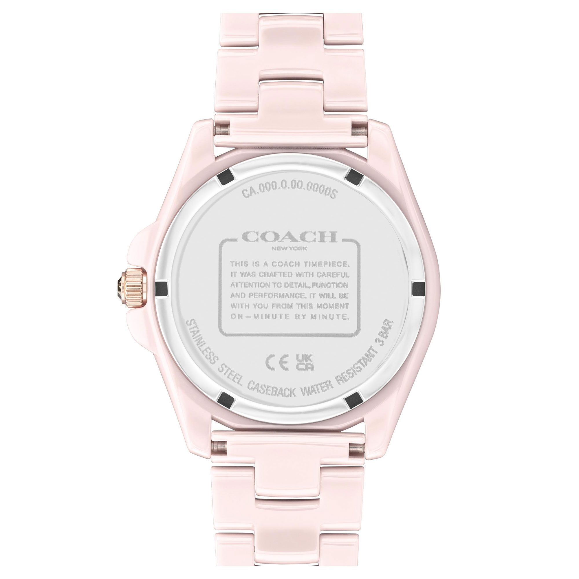 Coach Greyson Pink Ceramic Case and Bracelet with Rainbow Crystal Accent, 36mm Watch - 14504020 - Image 3